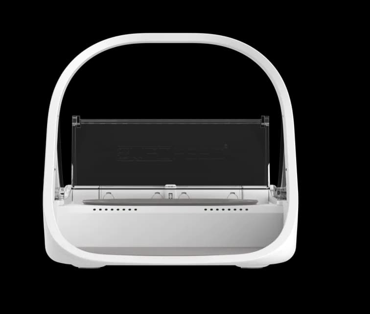 Miaulo Select microchip feeder, front view with the lid open